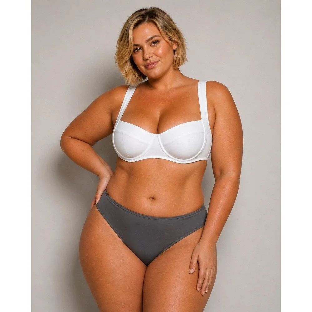 SKIMS Shaping Swim Underwire Top +‎ Dipped Bikini Set Marble Gunmetal 4X